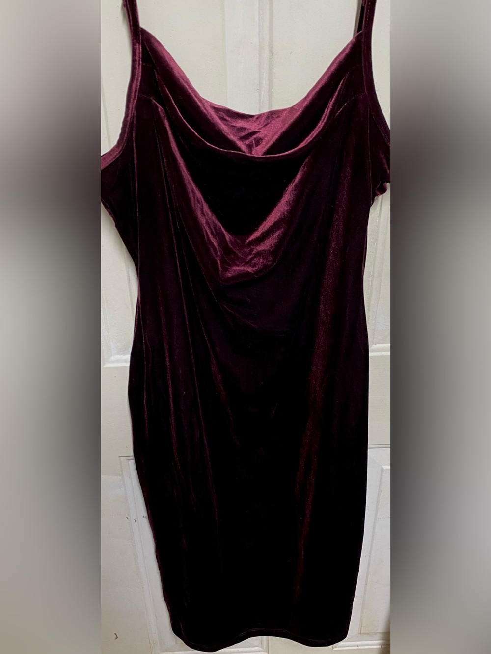 1.STATE Burgundy Velvet Cowl Neck Midi Dress Women’s Large Elegant Holiday Party